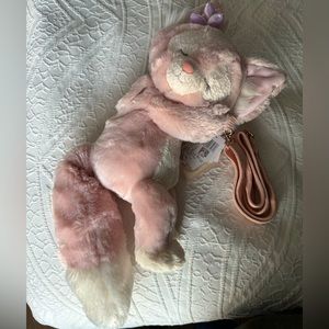 Disney Rare Sleeping Linabell Plush Crossbody Bag Duffy & Friends Cute Pink Fox